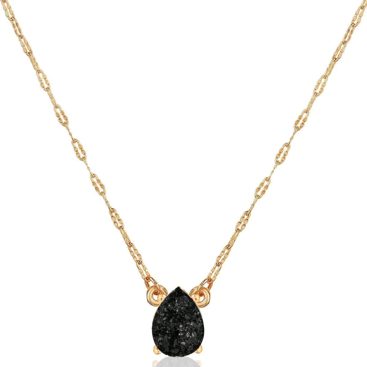 Humble Chic NY Simulated Druzy Teardrop Necklace - 14K Gold or 925 Sterling Silver Plated Delicate Boho Chain Necklace with Dainty Tear Drop Druzy Crystal - 16" with 3" Extender