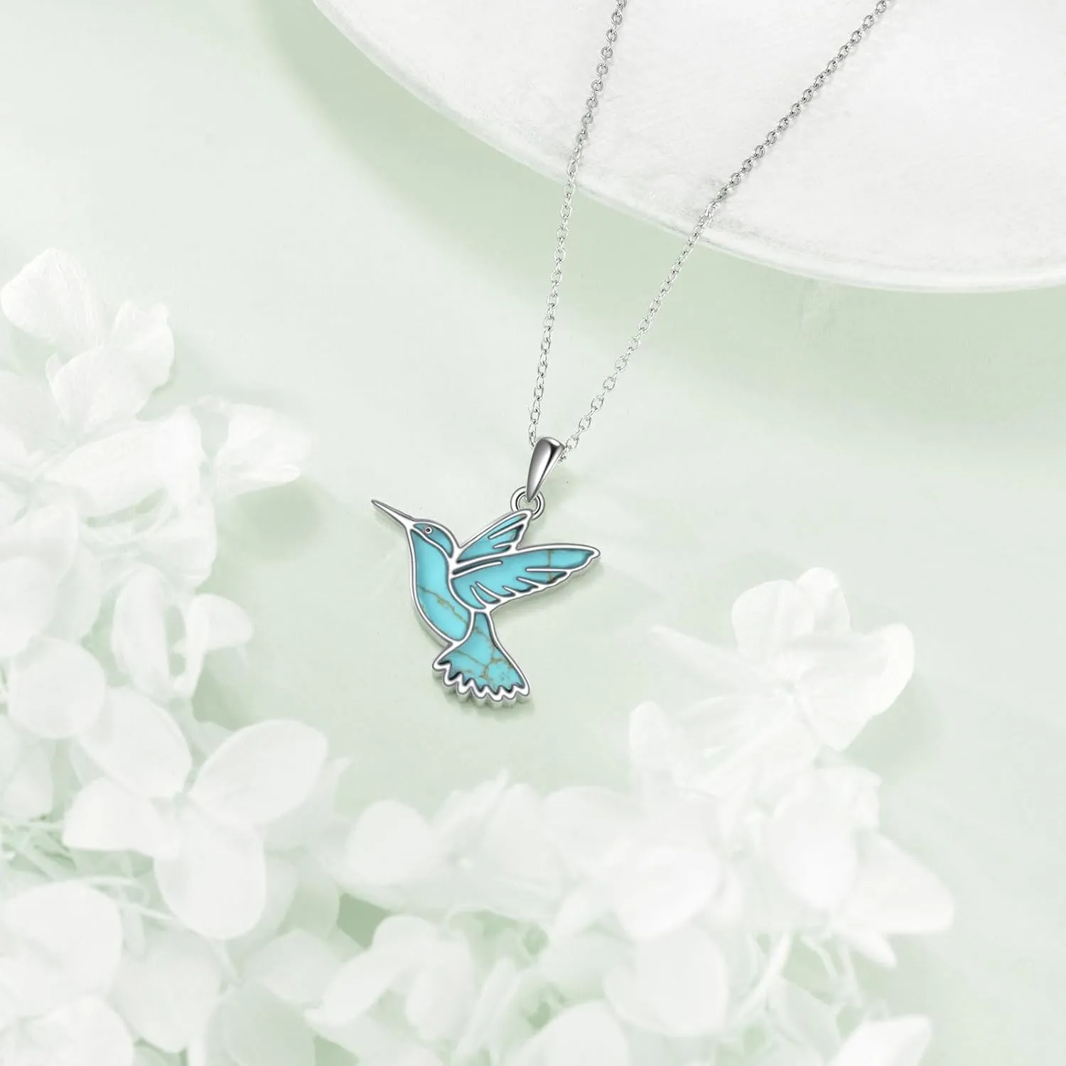 Hummingbird Necklaces Abalone Shell 925 Sterling Silver Humming Bird Pendant Necklace Hummingbird Jewelry Gifts for Women Mom Hummingbirds Lovers