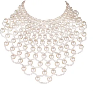 HZMAN Pearl Choker Necklace for Women Round Artificial Pearl Collar Necklace Party Wedding Jewelry Gift
