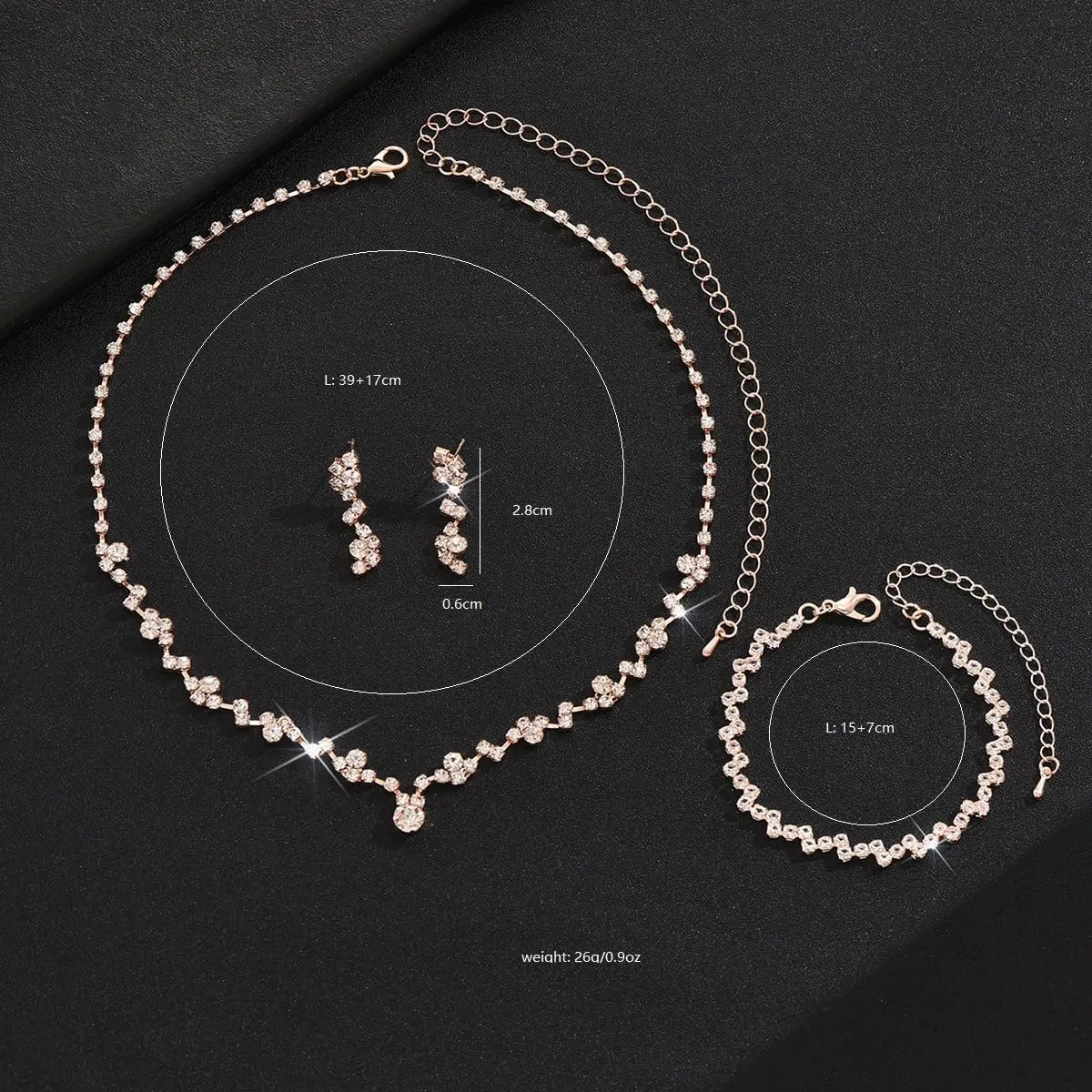 INENIMARTJ Prom Jewelry Sets Silver Jewelry Set for Brides Bridesmaid Elegant Crystal Prom Earrings Necklace Bracelet Set Bridal Wedding Prom Dresses Costume Jewelry for Women