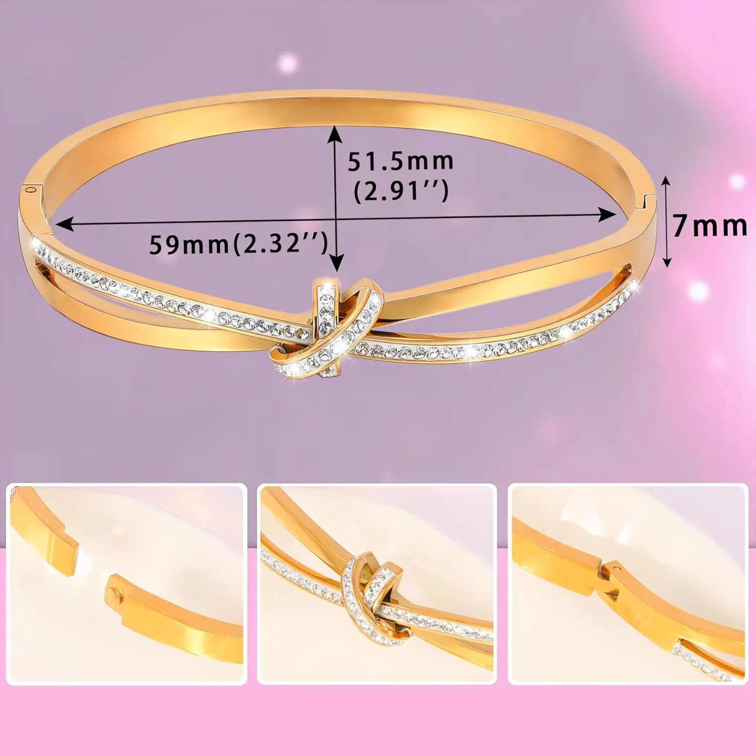 Infinity Bracelet for Women Gold Oval Bangle Solid Plain Polished Bangle Bracelet