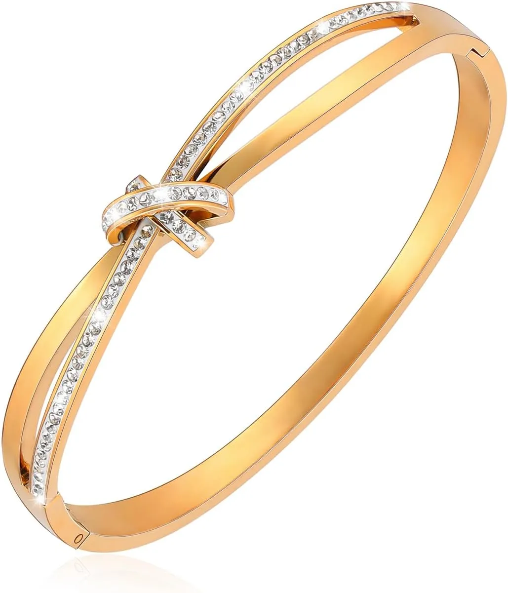 Infinity Bracelet for Women Gold Oval Bangle Solid Plain Polished Bangle Bracelet