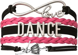 Infinity Collection Girls Dance Bracelet - Adjustable Dance Recital Jewelry with Dancer Charm, Gift For Dance Recitals, Dancers and Dance Teams