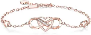 Infinity Heart Ankle Bracelet for Women-Cubic Zirconia Rose GoldSilverGold Summer Beach Stylish Foot Chain Summer Vacation Jewelry Gift for Mom Women