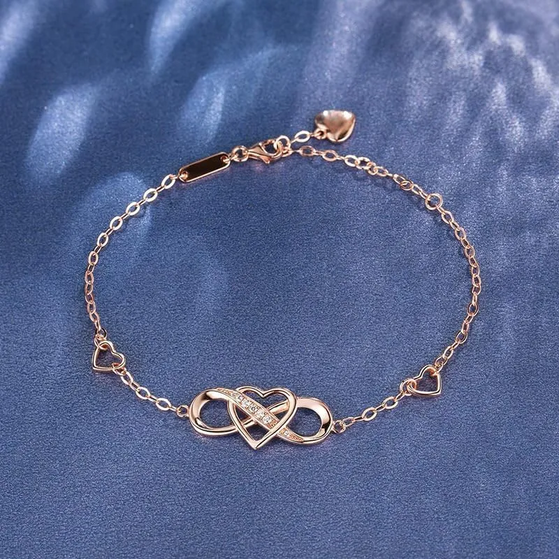 Infinity Heart Ankle Bracelet for Women-Cubic Zirconia Rose GoldSilverGold Summer Beach Stylish Foot Chain Summer Vacation Jewelry Gift for Mom Women