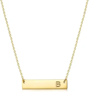 Initial Bar Necklace 18K Gold Plated Stainless steel Initial Necklace Simple Delicate Balance Bar Letters Pendant Monogram Name Necklace for Women