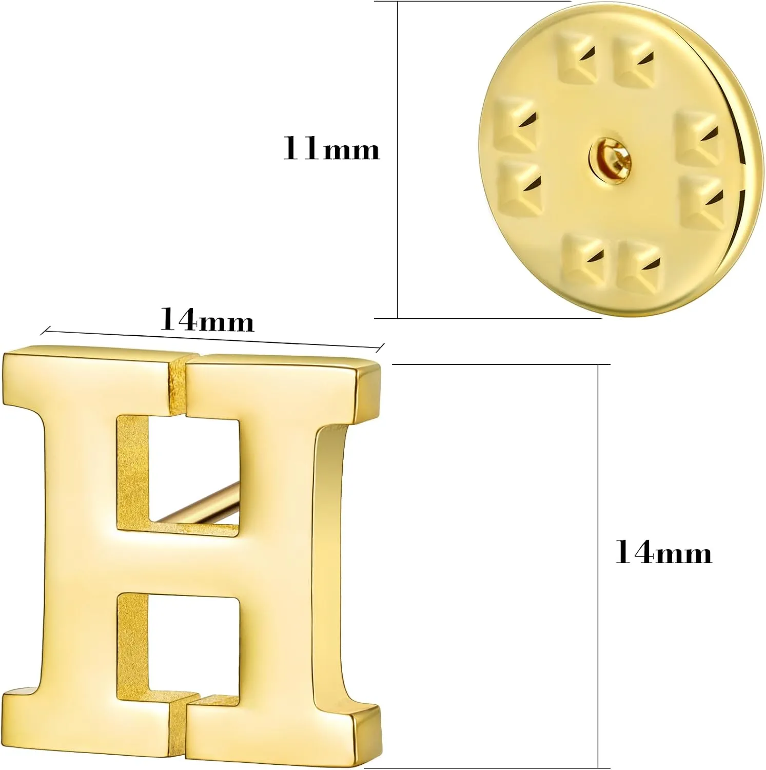 Initial Lapel Pin for Men Women, Brooch Pins for Men Suits, Metal Button Pins in 18K Gold and Silver Tone.