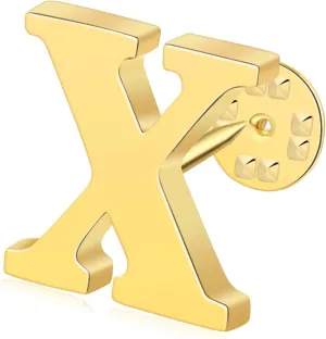 Initial Letter Lapel Pins for Men Women Personalized Name Brooch Pins for Men Suits Hats Metal Button Pins Gold A-Z
