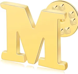 Initial Letter Lapel Pins for Men Women Personalized Name Brooch Pins for Men Suits Hats Metal Button Pins Gold A-Z