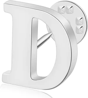 Initial Letter Lapel Pins for Men Women Personalized Name Brooch Pins for Men Suits Hats Metal Button Pins Silver A-Z