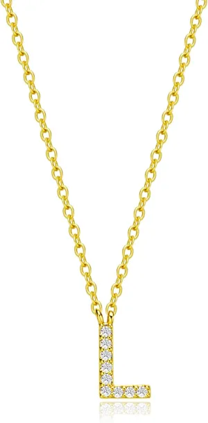 Initial Necklaces for Women, Dainty Gold Letter Necklace 14k Gold Plated Personalized CZ Initial Necklace Monogram Name Choker Necklace for Women Trendy Gold Jewelry for Women Gifts