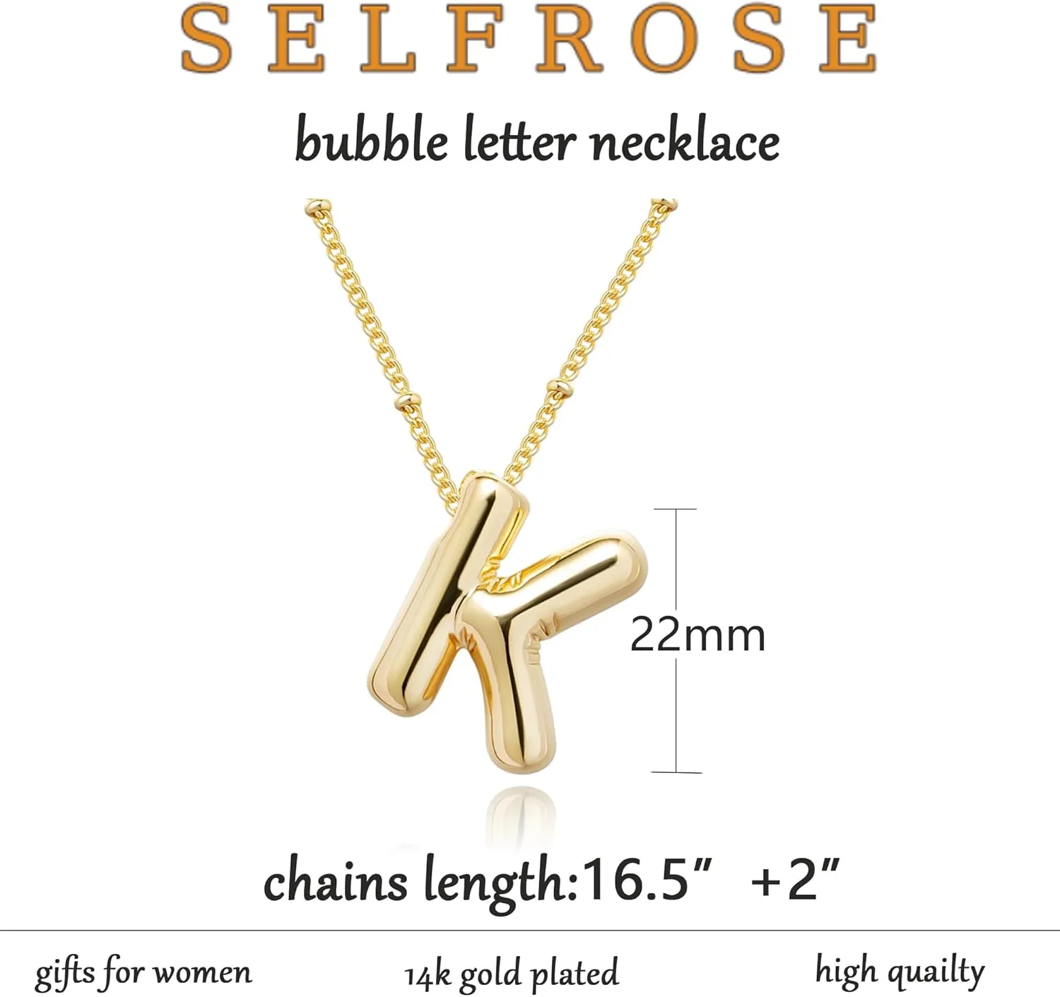 Initial Necklaces for Women,Trendy Gold Letter Necklace Dainty Gold Letter Necklace Chunky Initial Pendant Charm Custom Name Jewelry for Women Gifts