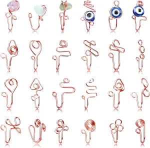 Jadive 24 Pcs Fake Nose Ring for Women Men African Nose Cuff Stainless Steel Non Piercing Evil Eye Faux Clip on Septum Ring Jewelry Gift for Birthday