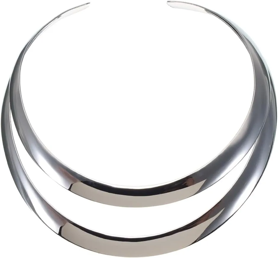 Jerollin Gold/Silver Choker Collar Necklaces for Women, Stainless Steel Gold Statement Necklace Open Choker Bib Necklace African Jewelry Necklace
