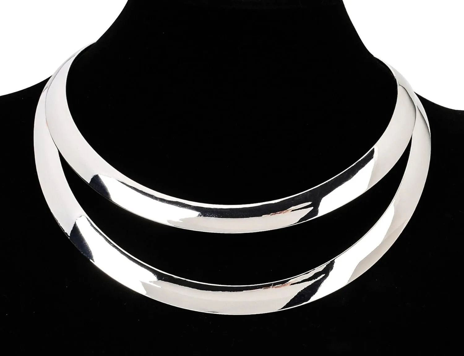 Jerollin Gold/Silver Choker Collar Necklaces for Women, Stainless Steel Gold Statement Necklace Open Choker Bib Necklace African Jewelry Necklace