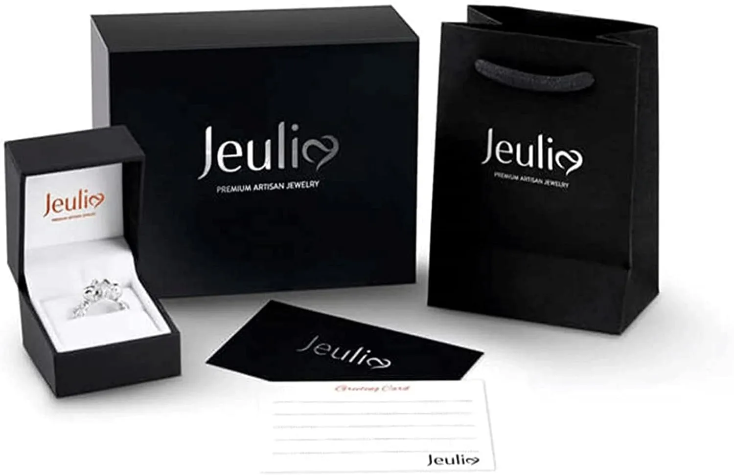 Jeulia Hug Me Magic of Love Skull Couple Round Cut Sterling Silver Ring for Women Wife Girlfriend Engagement Wedding Anniversary Christmas Birthday With Jewelry Box