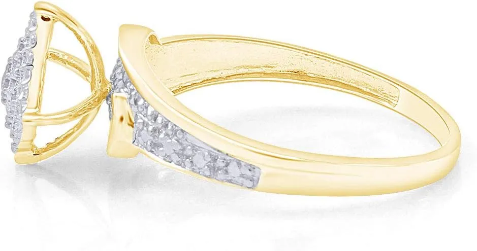 Jewel Zone US White Natural Diamond Cluster Ring in 14k Gold Over Sterling Silver