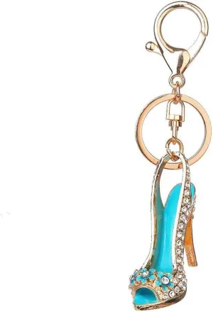 JewelBeauty Ladies High Heel Shoe with Chains Keychain Women Handbag Car Pendant Accessories Keyring (Green)