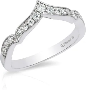 Jewelili Enchanted Disney Fine Jewelry 14K White Gold 1/5 Cttw Diamond Majestic Princess Tiara Wedding Band