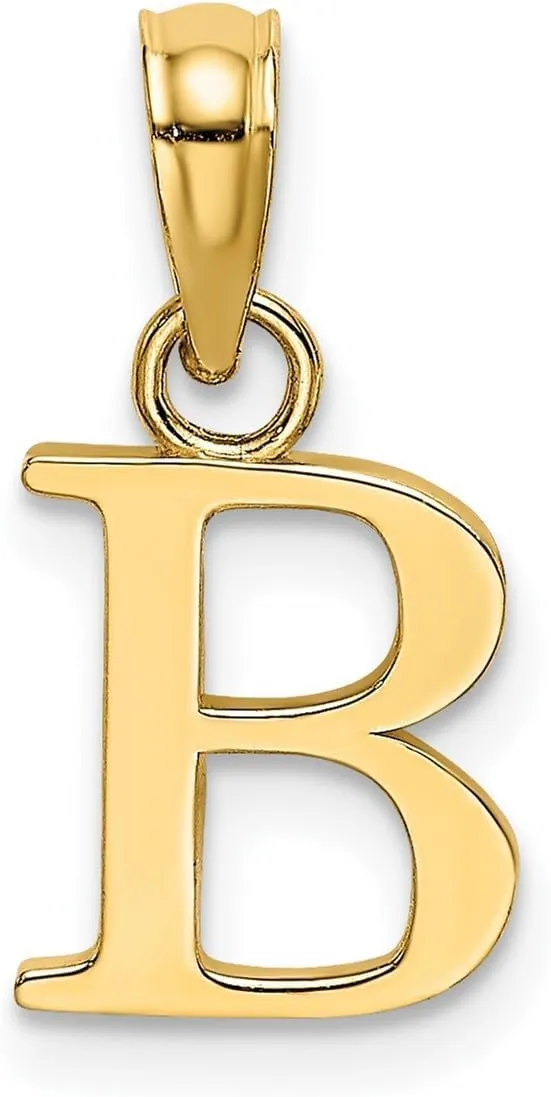 Jewelry Affairs Solid 14K Gold Polished Block Initial Letter Pendant, 12x10mm