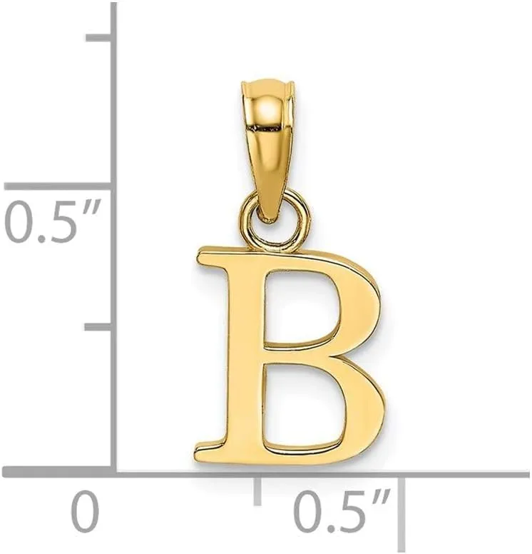 Jewelry Affairs Solid 14K Gold Polished Block Initial Letter Pendant, 12x10mm