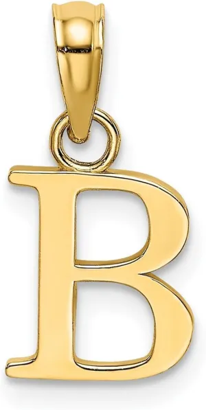Jewelry Affairs Solid 14K Gold Polished Block Initial Letter Pendant, 12x10mm
