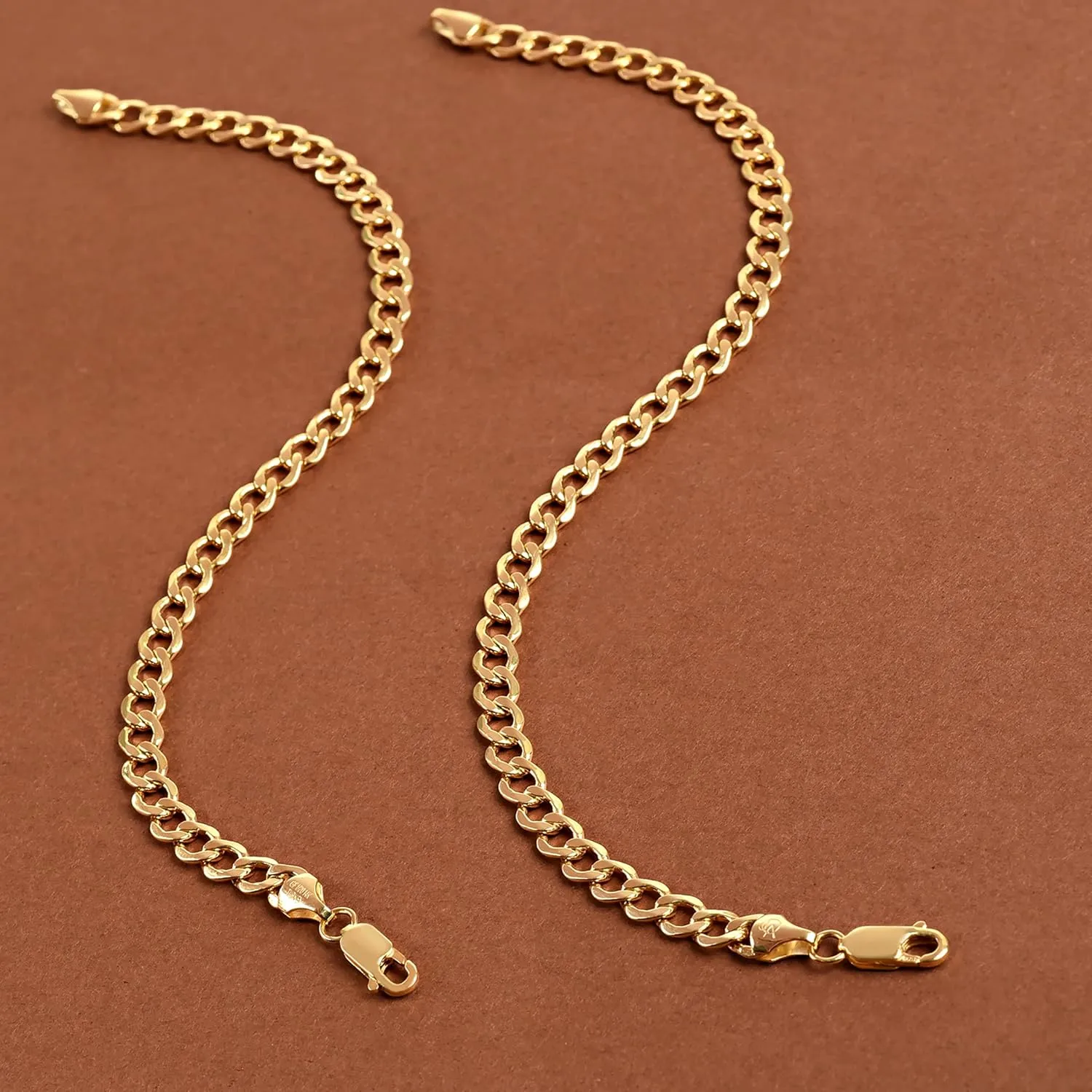 Jewelry Atelier Gold Filled Chain Bracelet Collection - 14K Solid Yellow Gold Filled Miami Cuban Curb Link Chain Bracelets for Women and Men with Different Sizes (4.5mm, 5.5mm)