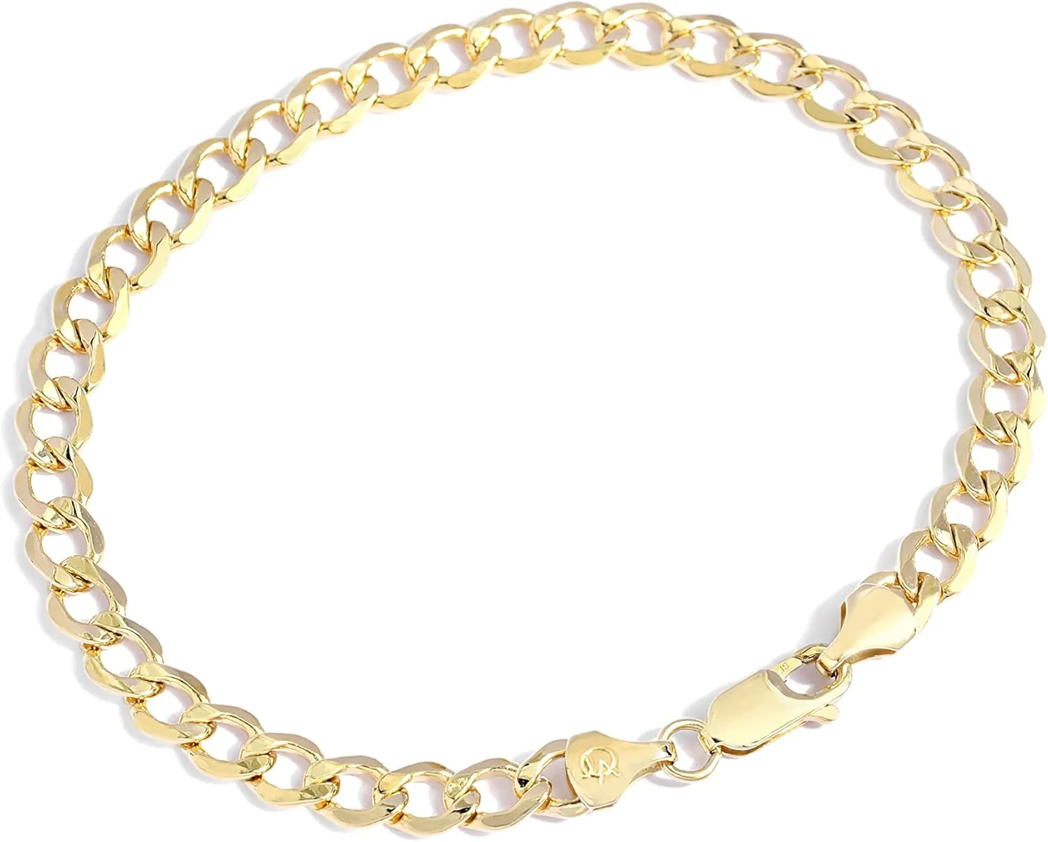 Jewelry Atelier Gold Filled Chain Bracelet Collection - 14K Solid Yellow Gold Filled Miami Cuban Curb Link Chain Bracelets for Women and Men with Different Sizes (4.5mm, 5.5mm)