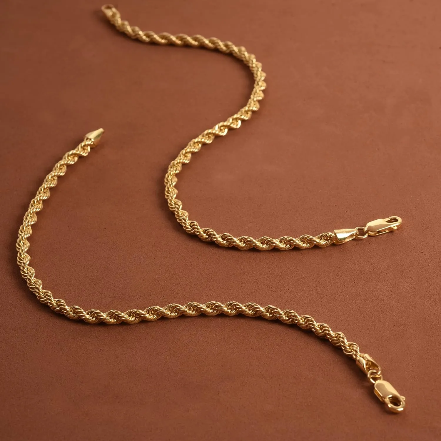Jewelry Atelier Gold Filled Chain Bracelet Collection - 14K Solid Yellow Gold Filled Rope Chain Bracelets for Women and Men with Different Sizes (2.7mm, 3.8mm)