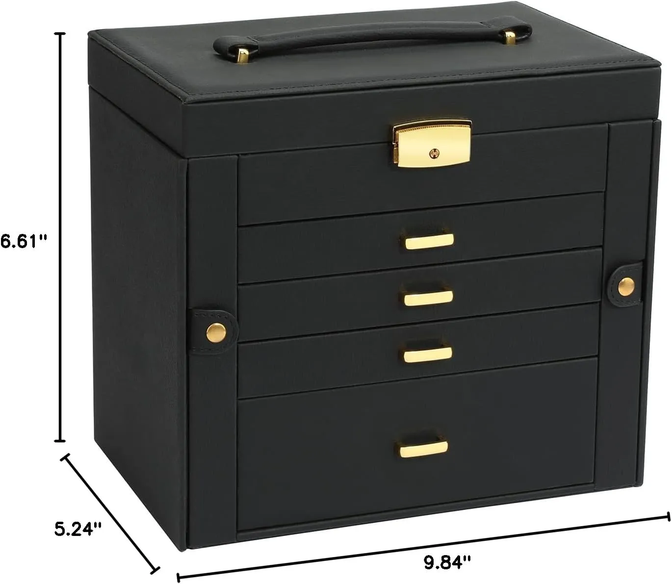 Jewelry Box for Women, 5-Layer Jewelry Organizers Box, Large Jewelry Storage Box for Girls, Jewelry Holder Organizers Gift for Valentine's Day, Christmas, New Year (Black)