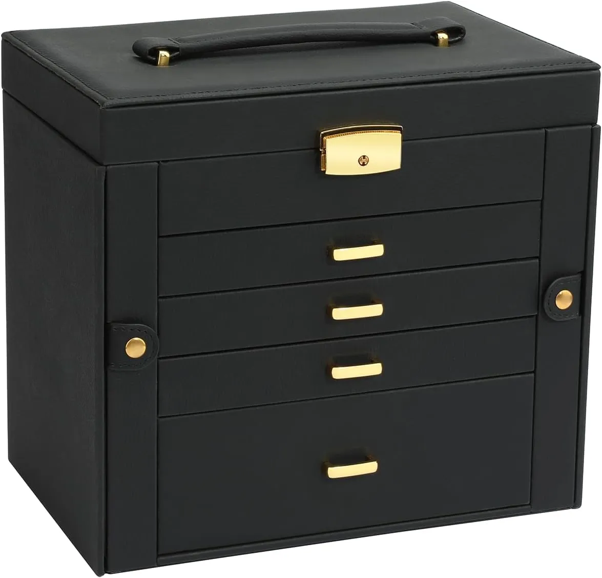 Jewelry Box for Women, 5-Layer Jewelry Organizers Box, Large Jewelry Storage Box for Girls, Jewelry Holder Organizers Gift for Valentine's Day, Christmas, New Year (Black)