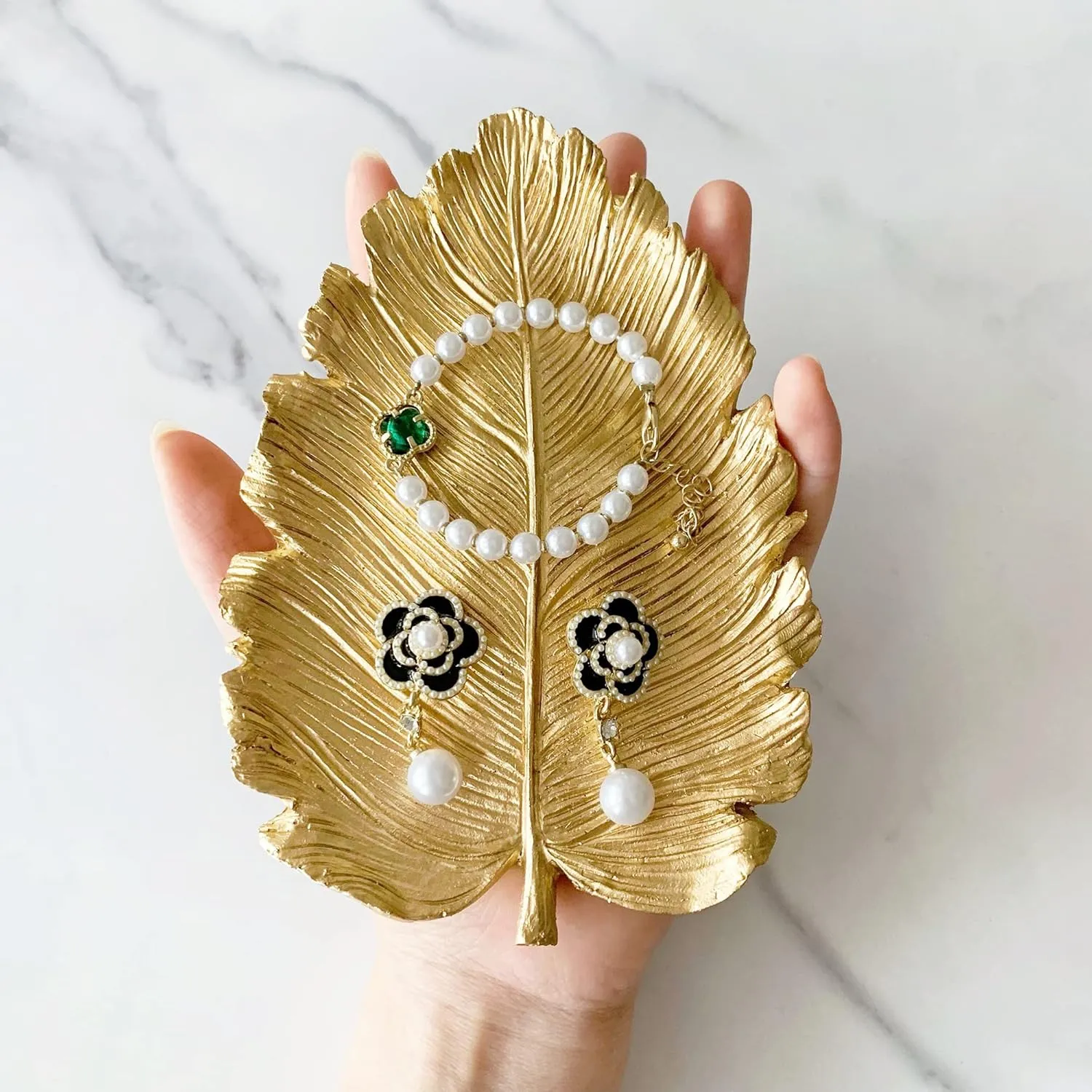 Jewelry Dish, Resin Small Leaf Shaped Ring Holder Jewelry Organizer, Trinket Dish Mini Tray for Christmas Birthday Wedding Gifts
