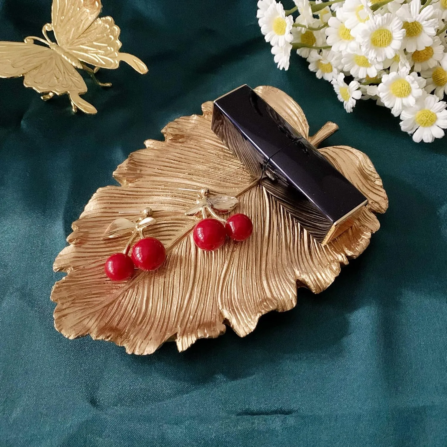 Jewelry Dish, Resin Small Leaf Shaped Ring Holder Jewelry Organizer, Trinket Dish Mini Tray for Christmas Birthday Wedding Gifts