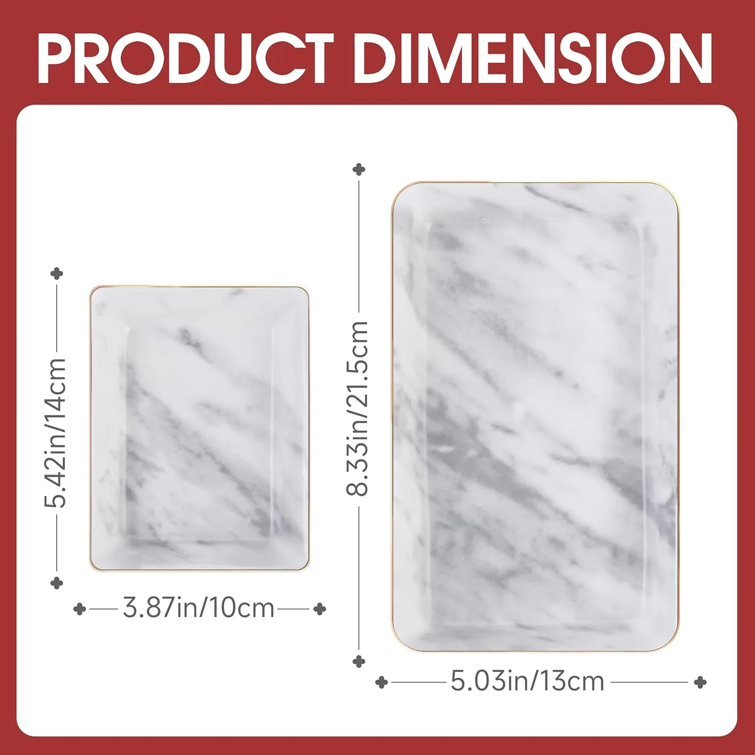 Jewelry Dish Tray Set of 2 Large Capacity Trinket Dish for Rings Earrings Necklaces Bracelet Watch Keys, Marble Jewelry Tray, Key Dish, Birthday Gifts for Women