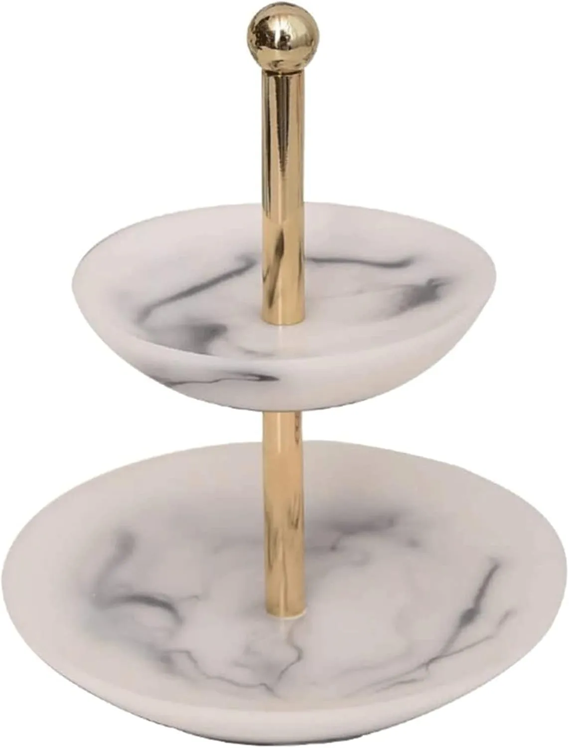 Jewelry Stand, 2-Tier Resin Jewelry Dish with Imitation Marble Tray, Jewelry Organizer for Rings, Earrings, and Bracelets, for Jewelry Lovers