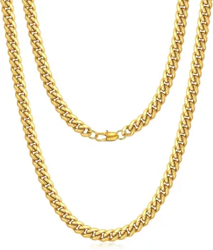 Jewlpire Cuban Link Chain for Men, Silver/Gold Chain for Men Women, 4mm/6mm/10mm Mens Necklace, 18K Gold Plated/316L Stainless Steel Mens Chains Necklaces 18 20 22 24 26 30 Inch