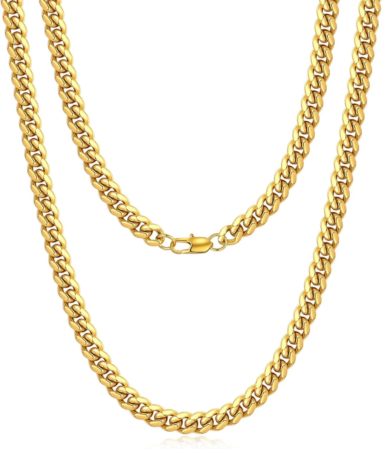 Jewlpire Cuban Link Chain for Men, Silver/Gold Chain for Men Women, 4mm/6mm/10mm Mens Necklace, 18K Gold Plated/316L Stainless Steel Mens Chains Necklaces 18 20 22 24 26 30 Inch