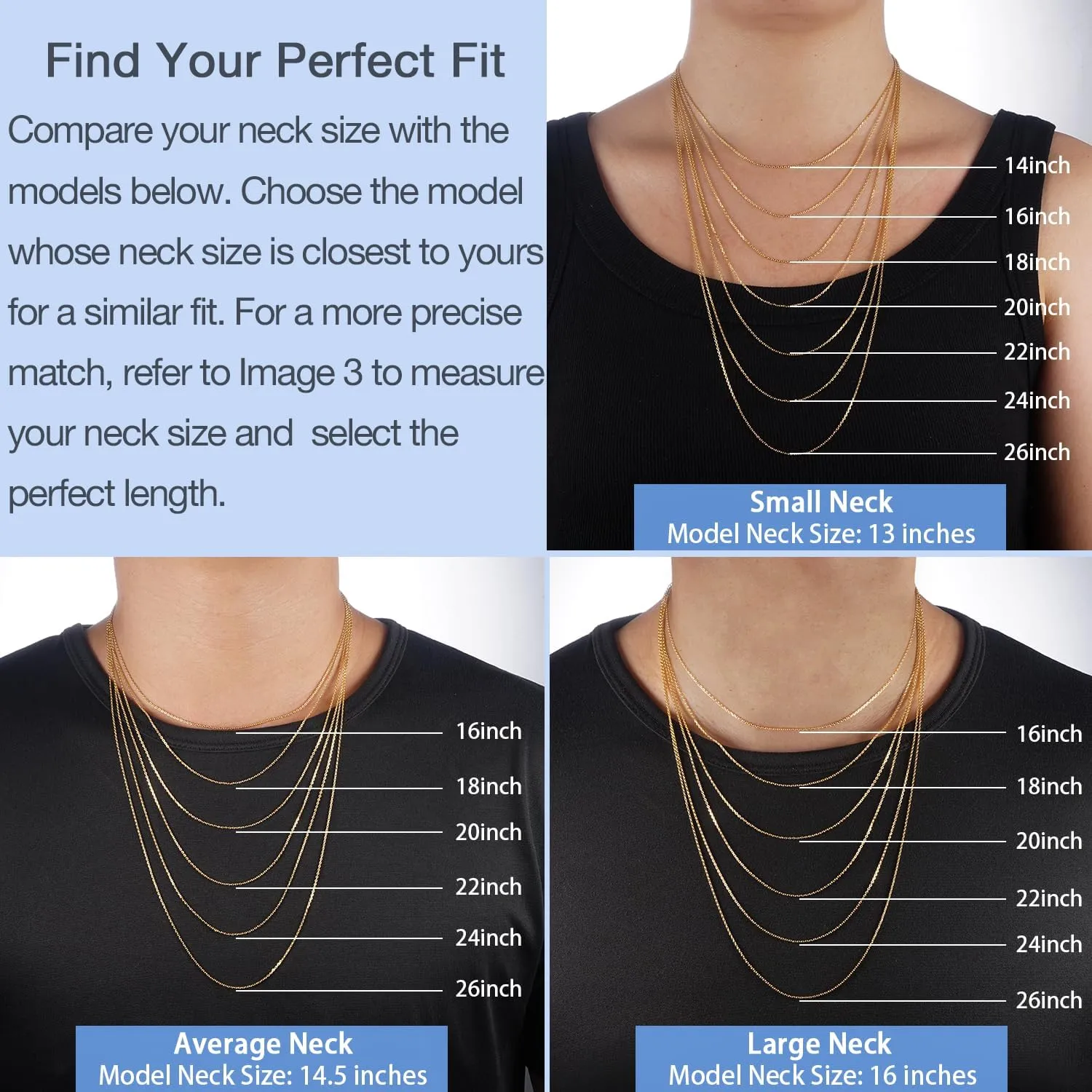 Jewlpire Solid 18k Gold Over 925 Sterling Silver Chain Necklace for Women, 1.3mm Thin & Dainty & Sturdy Cable Chain Necklace Women's Chain Necklaces 14/16/17/18/20/22/24 Inch