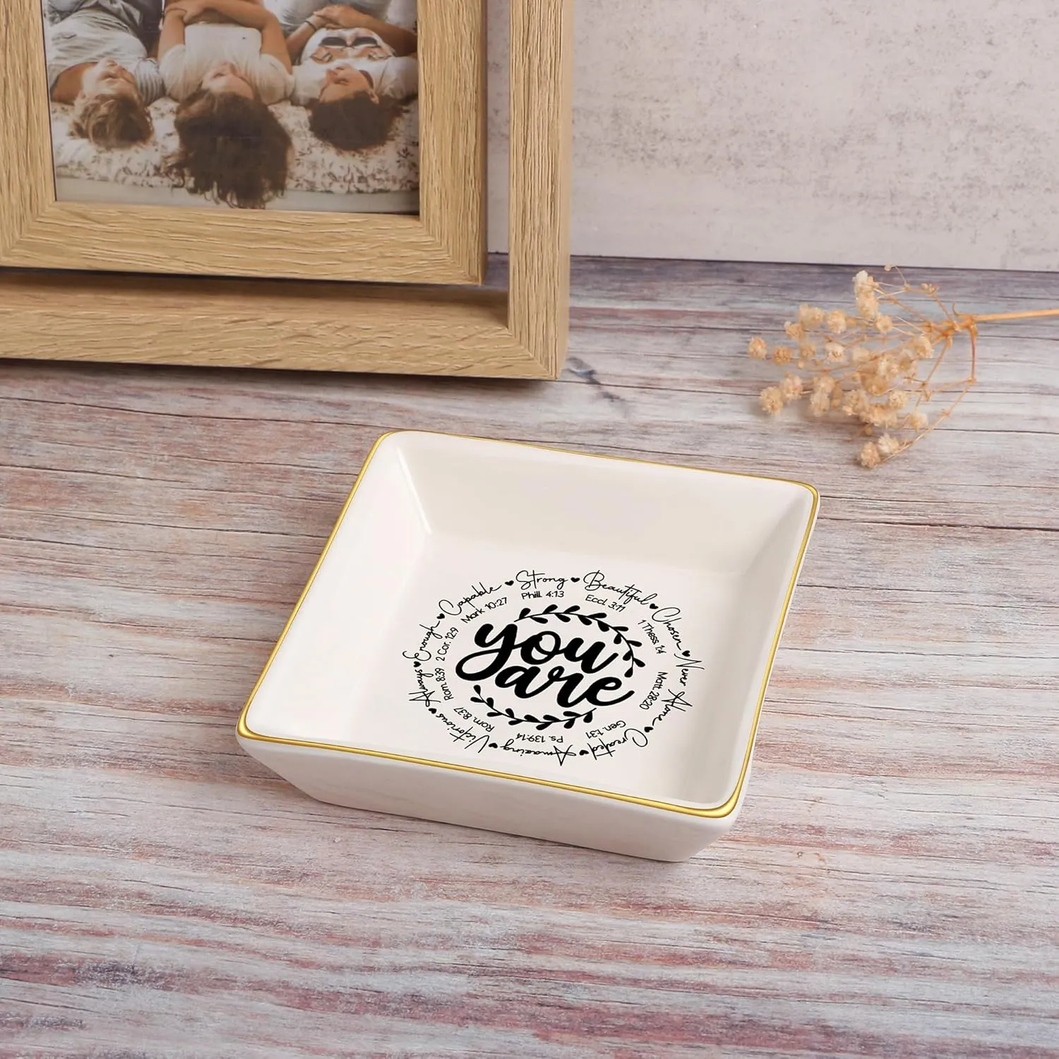 JoycuFF Religious Jewelry Dish - Christian Gifts for Women, Girls, Adults, Teens - Inspirational Catholic Communion Confirmation Easter Gift