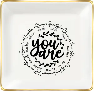 JoycuFF Religious Jewelry Dish - Christian Gifts for Women, Girls, Adults, Teens - Inspirational Catholic Communion Confirmation Easter Gift