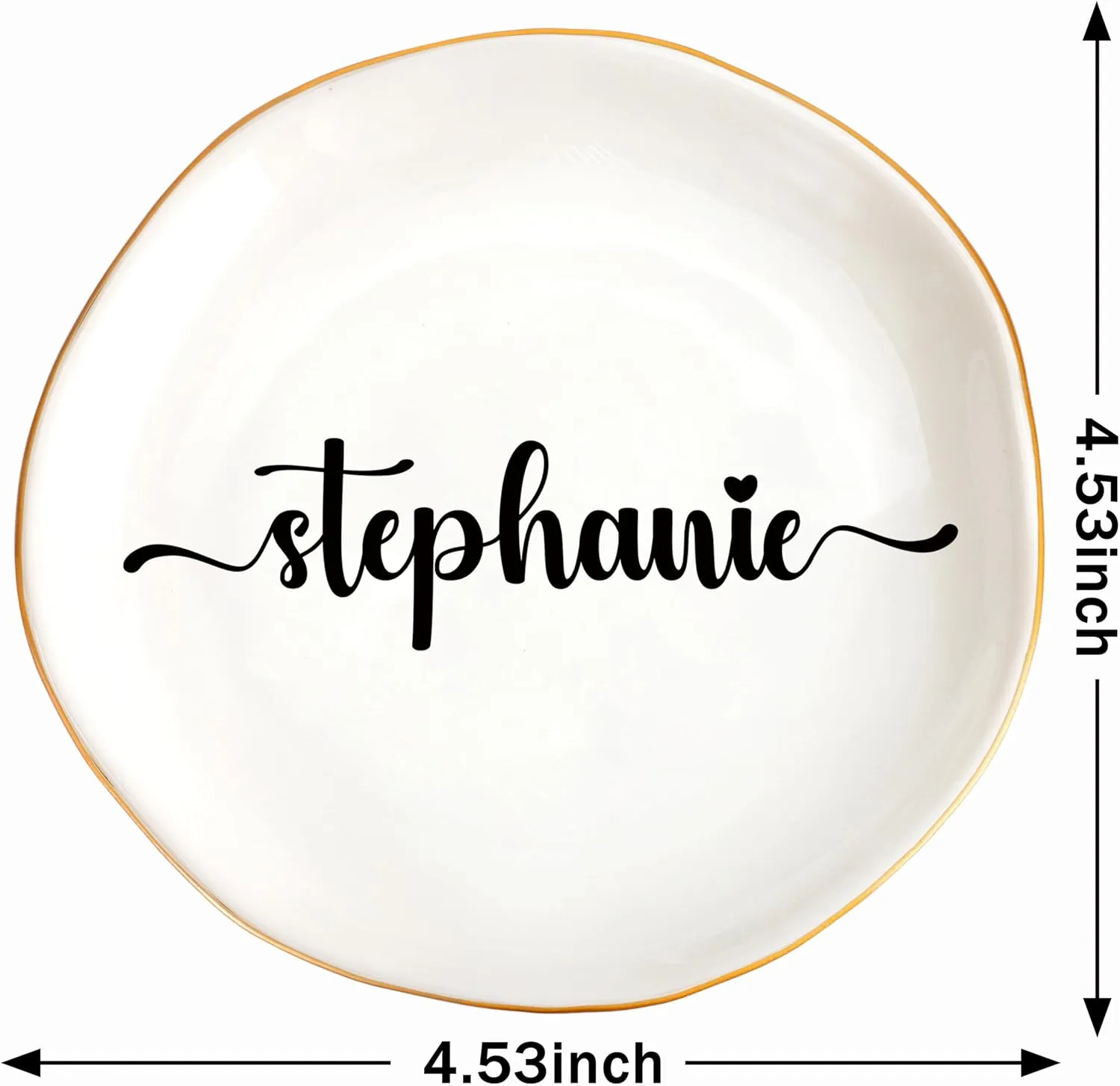 JoycuFF Stephanie Personalized Name Ceramic Jewelry Tray, Mothers Day Christmas Anniversary Engagement Birthday Gifts for Women Couples, Trinket Dish for Rings Earrings Necklaces Bracelets Keys