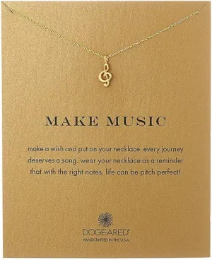JOYID Delicate Music Note Pendant Necklace Simple Lovely Clavicle Necklace for Women Music Lover Musican Gifts with Meaning Card(Gold)