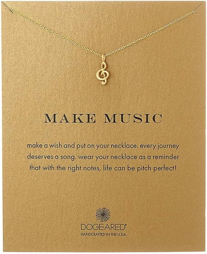JOYID Delicate Music Note Pendant Necklace Simple Lovely Clavicle Necklace for Women Music Lover Musican Gifts with Meaning Card(Gold)