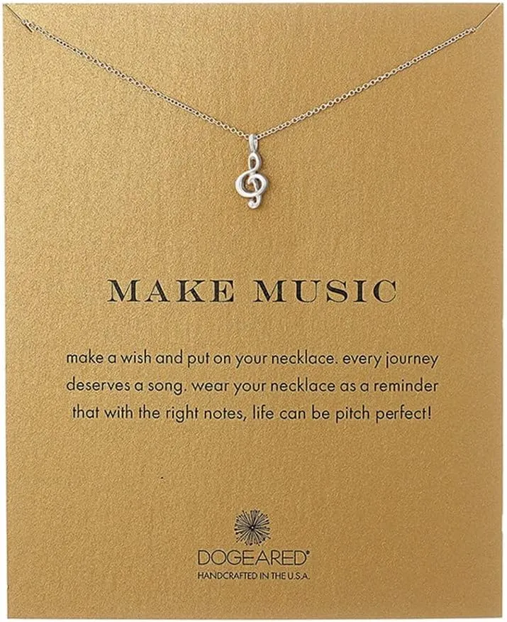 JOYID Delicate Music Note Pendant Necklace Simple Lovely Clavicle Necklace for Women Music Lover Musican Gifts with Meaning Card(Silver)