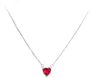 KaFu Tiny Heart Necklace Sterling Silver Delicate Love Heart Collar Necklace Dainty Collarbone Necklace Crystal Peach Heart Necklace Pendant