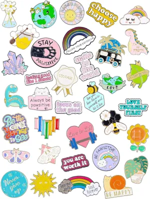 Kajaia 35 Pcs Enamel Pins Bulk Lapel Pin Alloy Brooches Pins Backpack Badges Brooch for Friends Clothing Decor