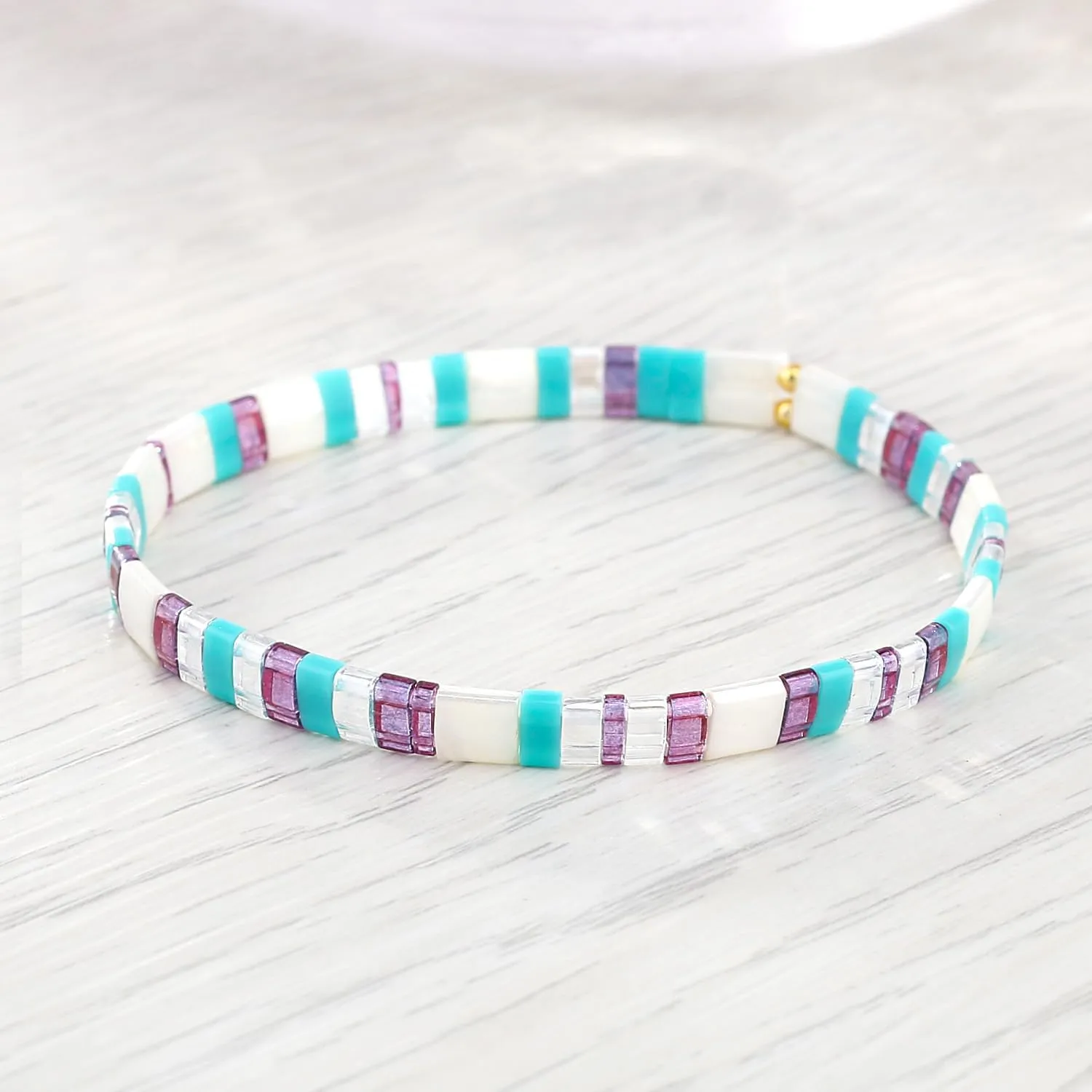 KELITCH Women Friendship Handmade Adjustable Elastic Colored Beaded Bracelet Bohemian Bracelet Fashion Jewelry Daily Wear Gift