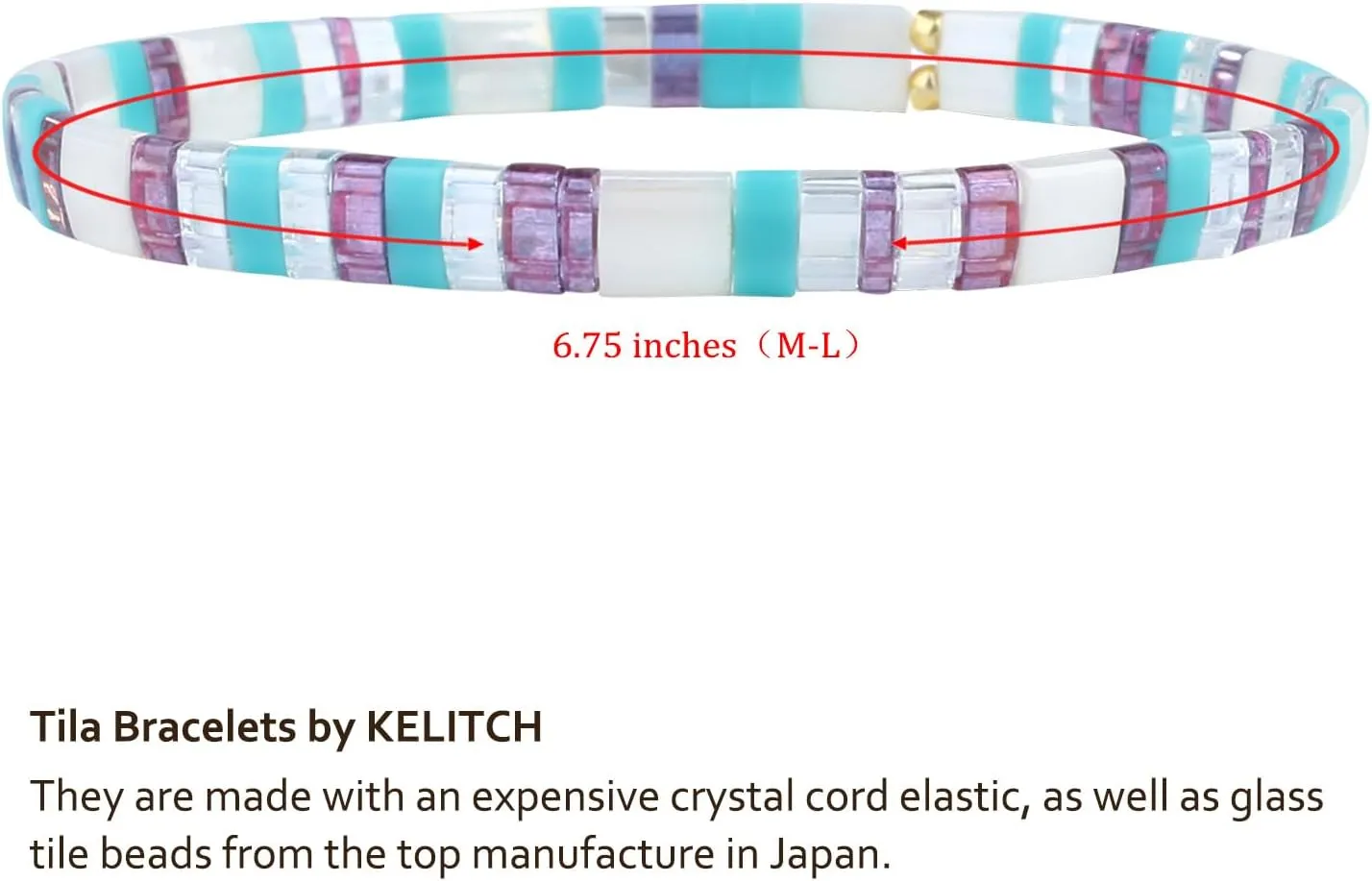 KELITCH Women Friendship Handmade Adjustable Elastic Colored Beaded Bracelet Bohemian Bracelet Fashion Jewelry Daily Wear Gift