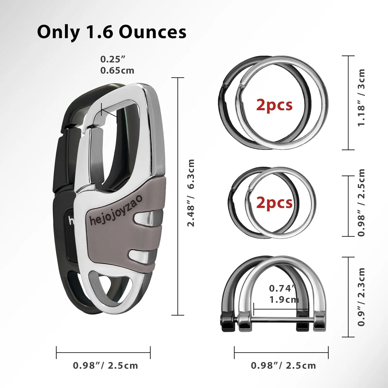 Keychain Clip Car Key Chain Hooks with 4 Heavy Duty Key Rings and 1 D Ring,Carabiner Keychain for Men and Women