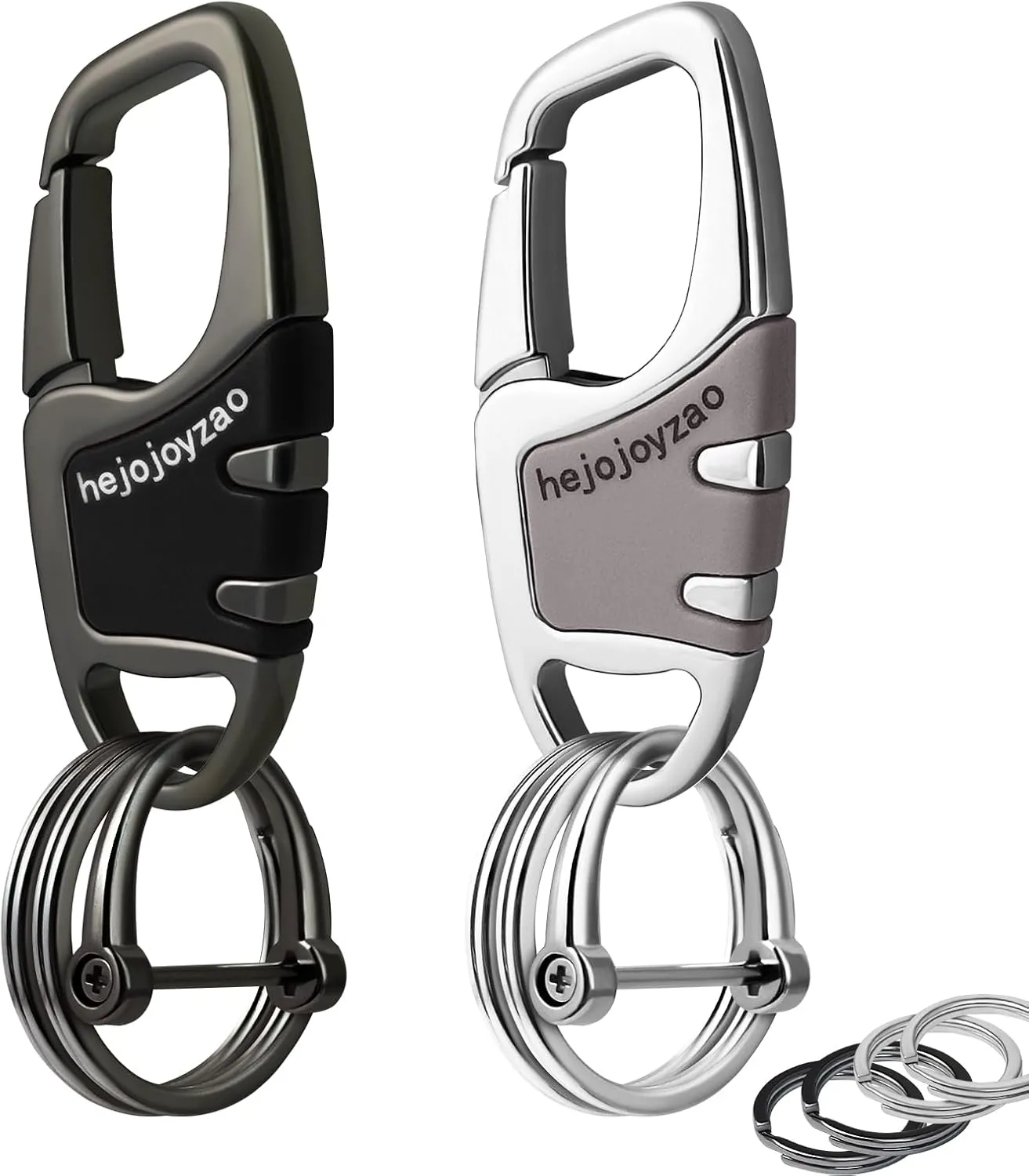 Keychain Clip Car Key Chain Hooks with 4 Heavy Duty Key Rings and 1 D Ring,Carabiner Keychain for Men and Women